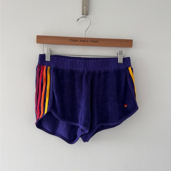 AVIATOR NATION Dark Purple Stripe Shorts M - Picture 1 of 3